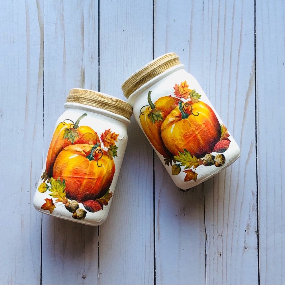 Handmade Decoupage Mason Jar Decor
